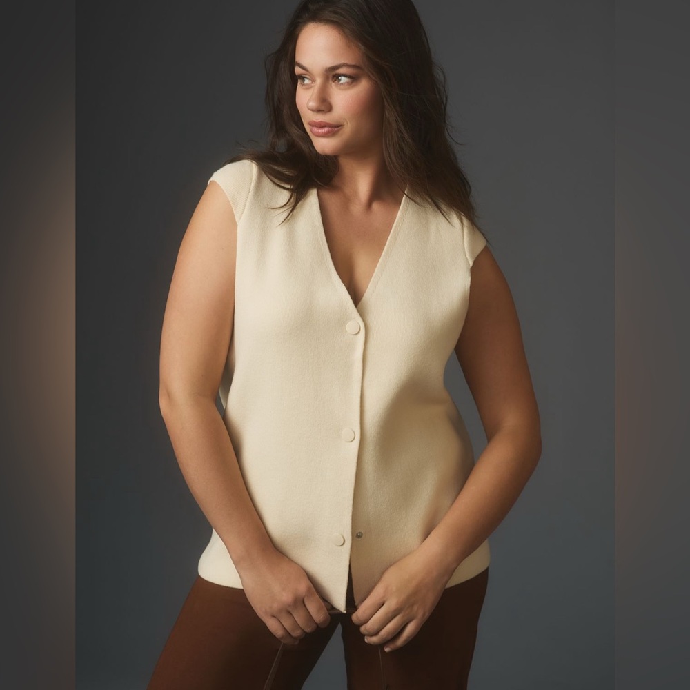 Anthropologie Cream oversized sweater vest